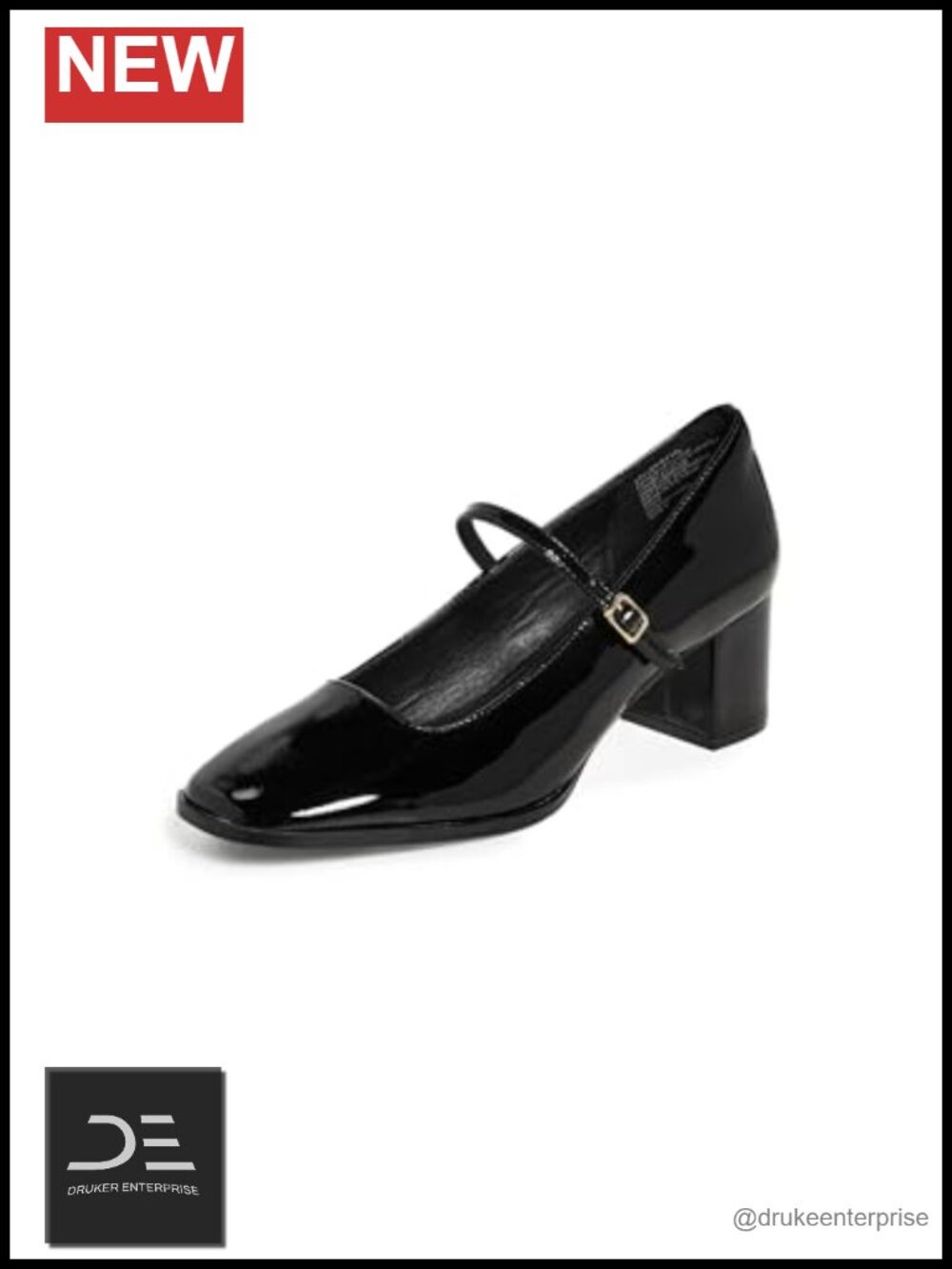 Greta Patent Leather Heels Chunky Block Heel Square Toe